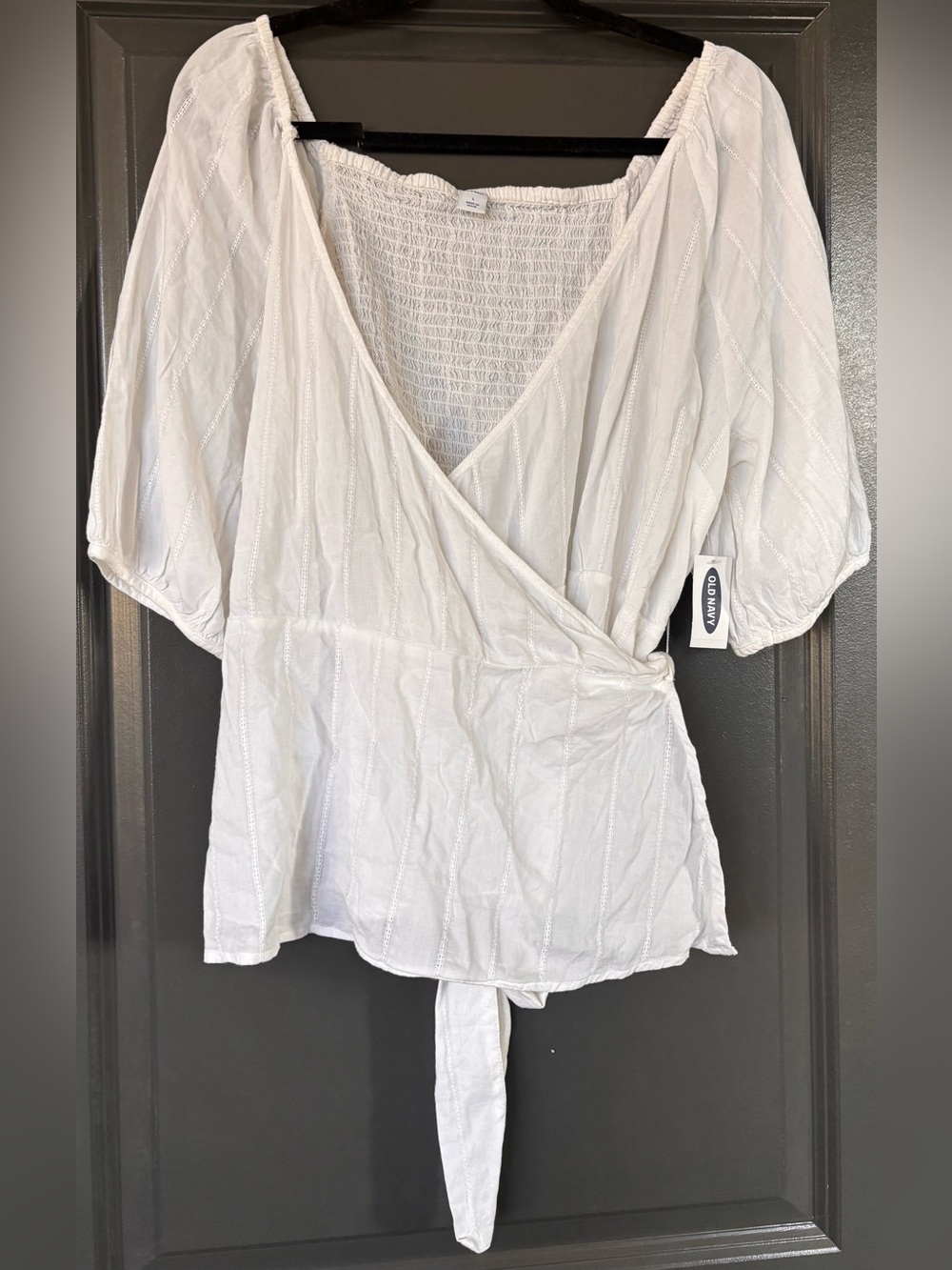 Old Navy Cream Wrap Peasant Blouse